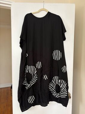 Black and White Polka-Stripe Swing Dress